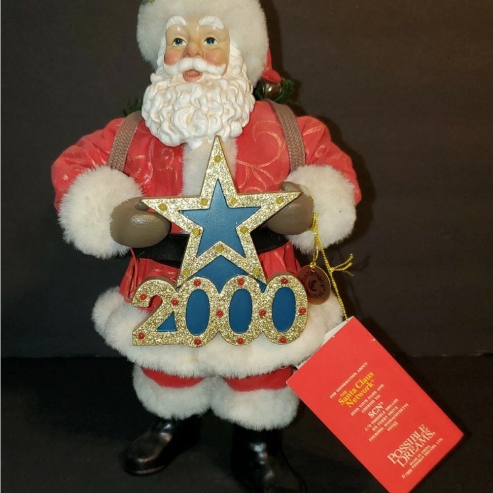 Santa Clothtique Possible Dreams Figurine with Star and 2000 Sign 11” Millennium